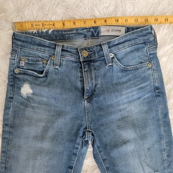 AG Adriano Goldschmied Blue Distressed The Legging Super Skinny - Size 0